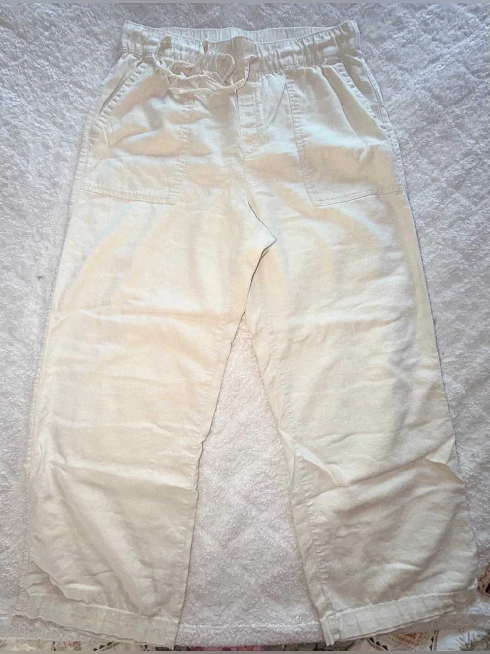 Gap Linen Blend cream pull on chino pants